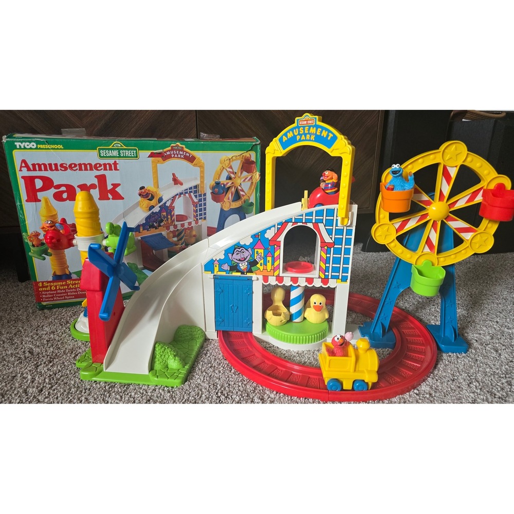 Vintage Tyco Sesame Street Amusement Park Playset Toddler 1994 Complete w/ Box